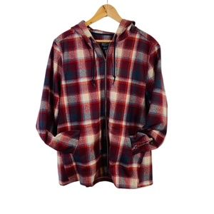 Pendleton Wool Zip-front Red Plaid Hoodie - Women's Size XL